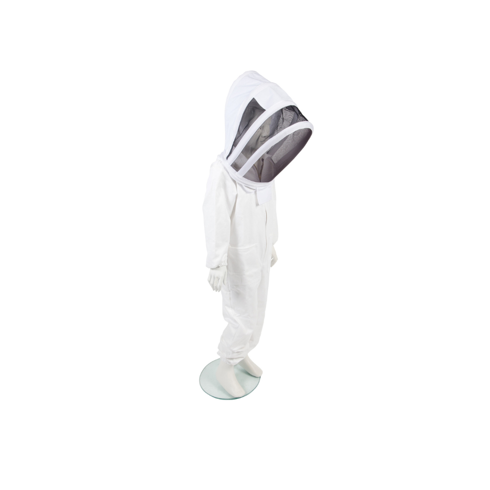 Childs Beesuit with folding hood – White